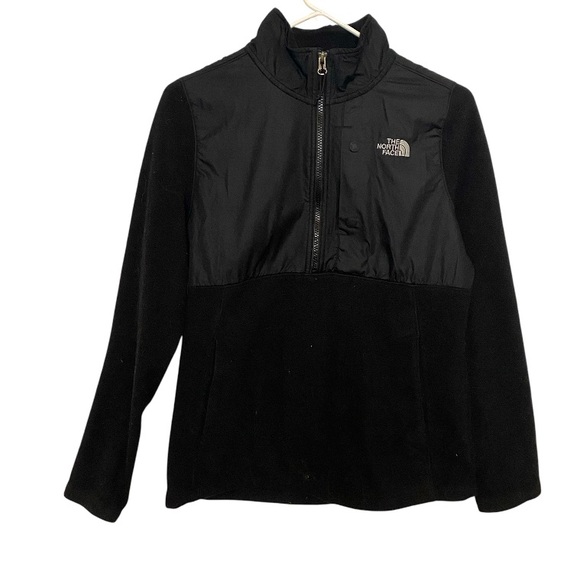 Womens The North Face Fleece 3/4 Zip Jacket Coat in Black with Nylon / Medium - Picture 1 of 8